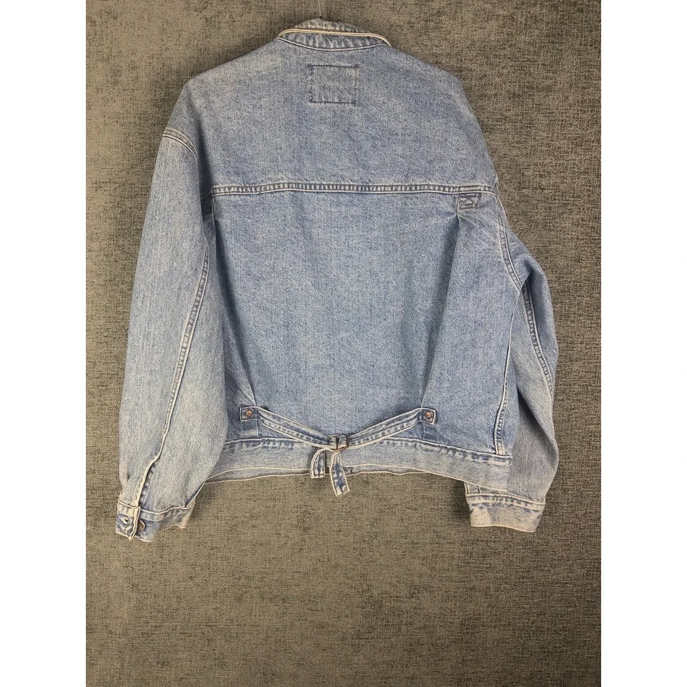 80s/90s VTG Levis Silver Tab Denim Jacket‎ Mens L Light Wash Trucker Back Buckle